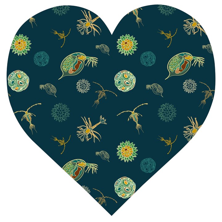 Plankton Pattern- Wooden Puzzle Heart