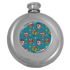 Mask Pattern Round Hip Flask (5 Oz)