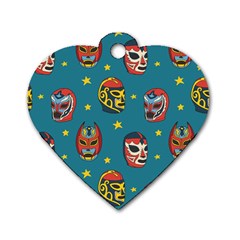 Mask Pattern Dog Tag Heart (one Side)