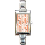 Tribal-pattern Rectangle Italian Charm Watch Front