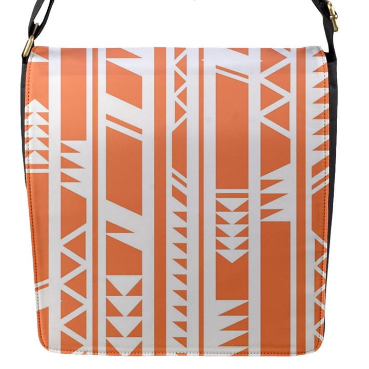 Tribal-pattern Flap Closure Messenger Bag (S)