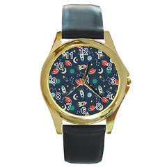 Cute-patterns- Round Gold Metal Watch