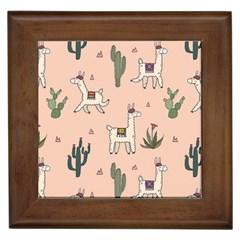 Llamas+pattern Framed Tile