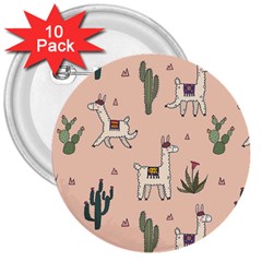 Llamas+pattern 3  Buttons (10 Pack) 