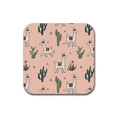 Llamas+pattern Rubber Coaster (square)