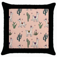 Llamas+pattern Throw Pillow Case (black)