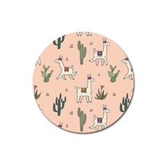 Llamas+pattern Magnet 3  (round) by Jancukart