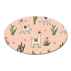 Llamas+pattern Oval Magnet by Jancukart