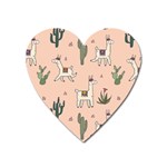 Llamas+pattern Heart Magnet Front