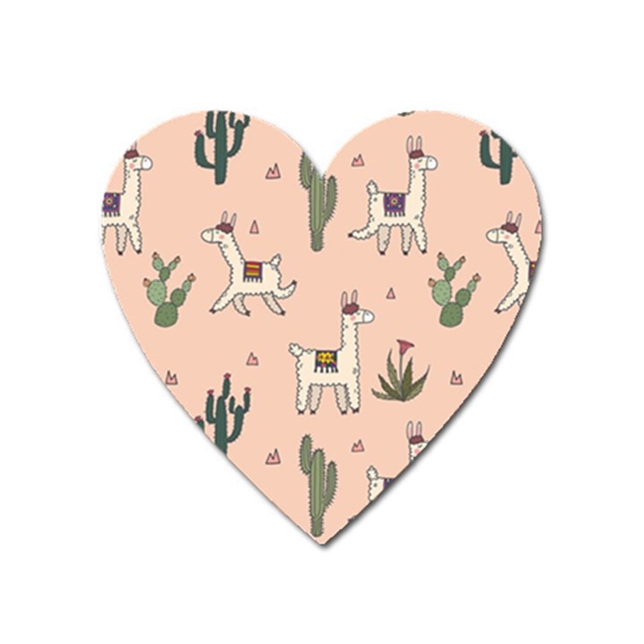 Llamas+pattern Heart Magnet