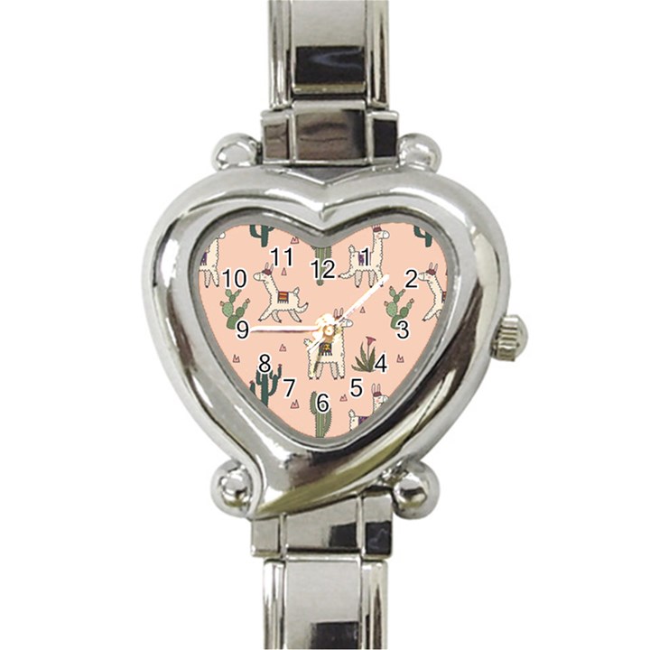 Llamas+pattern Heart Italian Charm Watch