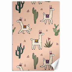 Llamas+pattern Canvas 12  X 18  by Jancukart