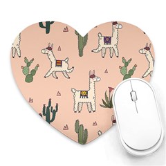 Llamas+pattern Heart Mousepads