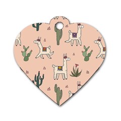 Llamas+pattern Dog Tag Heart (one Side)