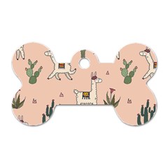 Llamas+pattern Dog Tag Bone (one Side)