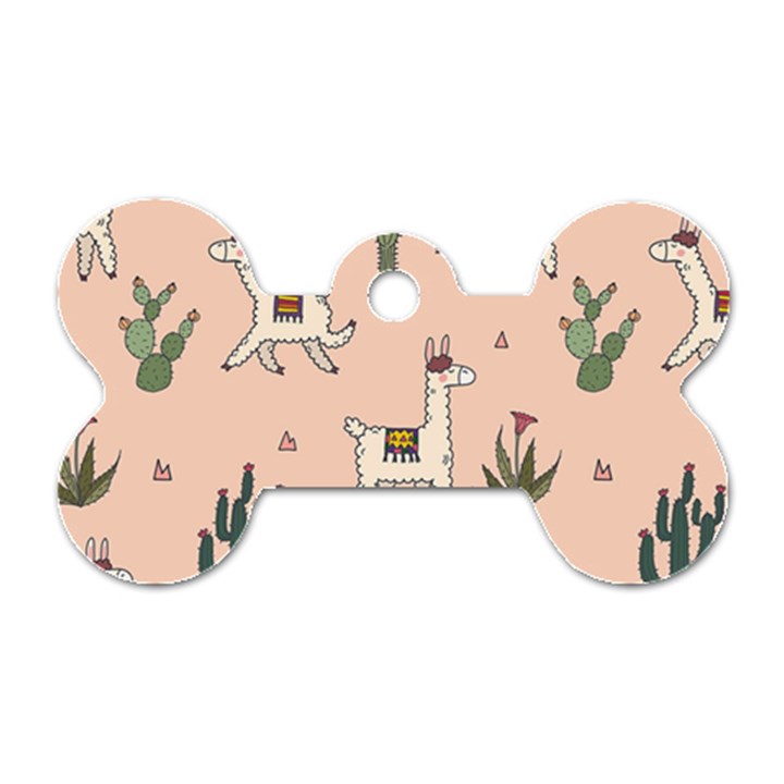 Llamas+pattern Dog Tag Bone (One Side)