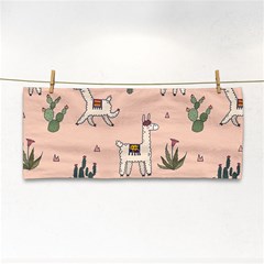 Llamas+pattern Hand Towel by Jancukart