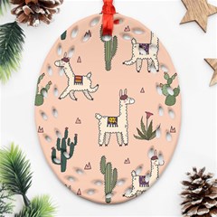 Llamas+pattern Oval Filigree Ornament (two Sides)