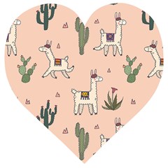 Llamas+pattern Wooden Puzzle Heart