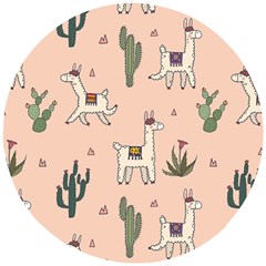 Llamas+pattern Wooden Puzzle Round