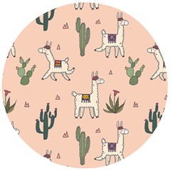 Llamas+pattern Wooden Bottle Opener (round) by Jancukart