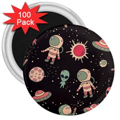 Space Pattern Cartoon 3  Magnets (100 Pack) by Jancukart