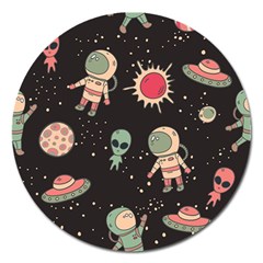 Space Pattern Cartoon Magnet 5  (round) by Jancukart