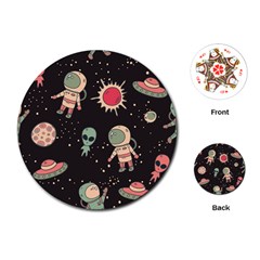 Space Pattern Cartoon Playing Cards Single Design (round)