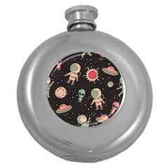 Space Pattern Cartoon Round Hip Flask (5 Oz)