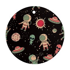 Space Pattern Cartoon Round Ornament (two Sides) by Jancukart