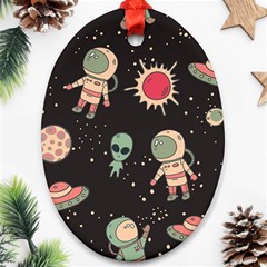 Space Pattern Cartoon Oval Ornament (two Sides)