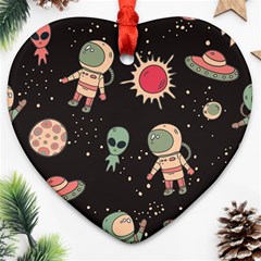 Space Pattern Cartoon Heart Ornament (two Sides) by Jancukart