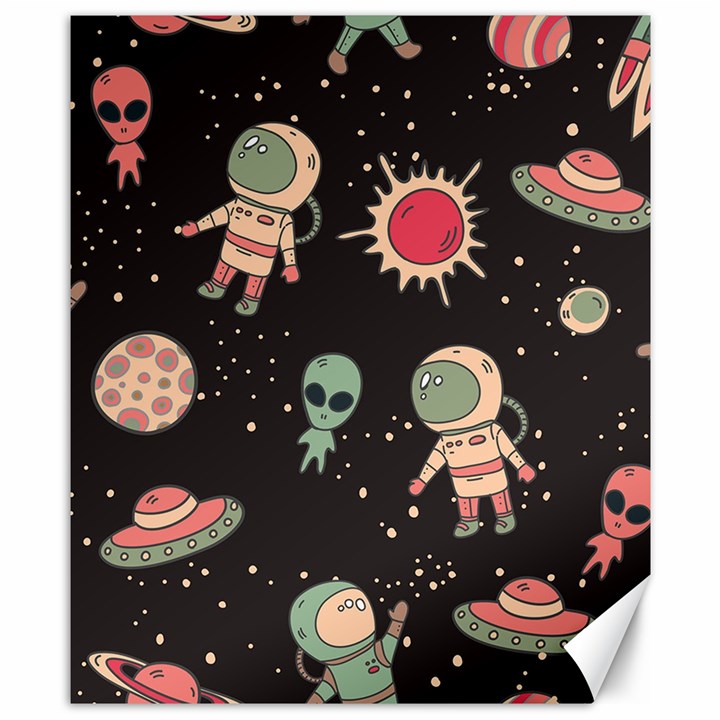 Space Pattern Cartoon Canvas 8  x 10 