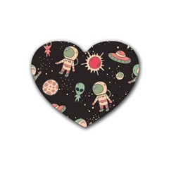 Space Pattern Cartoon Rubber Coaster (heart)