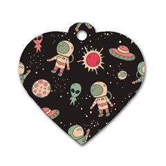 Space Pattern Cartoon Dog Tag Heart (two Sides)