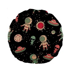 Space Pattern Cartoon Standard 15  Premium Flano Round Cushions