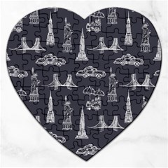 Nyc Pattern Jigsaw Puzzle (heart) by Jancukart