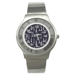 Nyc Pattern Stainless Steel Watch by Jancukart