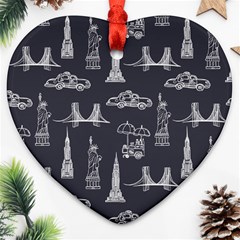 Nyc Pattern Heart Ornament (two Sides)