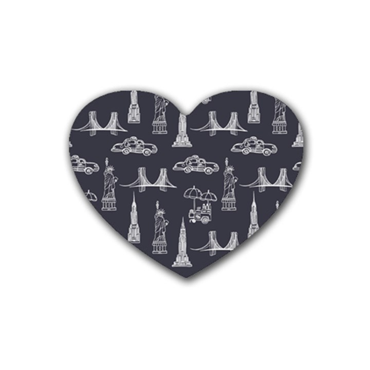 Nyc Pattern Rubber Heart Coaster (4 pack)