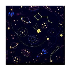 Cartoon-space-seamless-pattern-vectors Tile Coaster