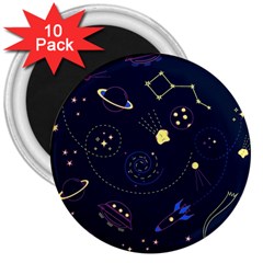 Cartoon-space-seamless-pattern-vectors 3  Magnets (10 Pack)  by Jancukart