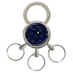 Cartoon-space-seamless-pattern-vectors 3-ring Key Chain