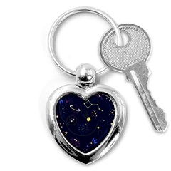 Cartoon-space-seamless-pattern-vectors Key Chain (heart)