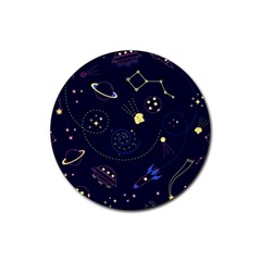 Cartoon-space-seamless-pattern-vectors Rubber Coaster (round)