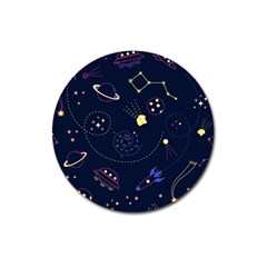 Cartoon-space-seamless-pattern-vectors Magnet 3  (round) by Jancukart