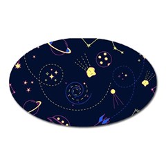 Cartoon-space-seamless-pattern-vectors Oval Magnet