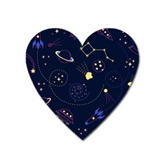 Cartoon-space-seamless-pattern-vectors Heart Magnet