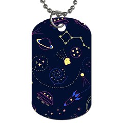 Cartoon-space-seamless-pattern-vectors Dog Tag (one Side)