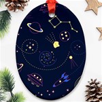 Cartoon-space-seamless-pattern-vectors Oval Ornament (Two Sides) Front